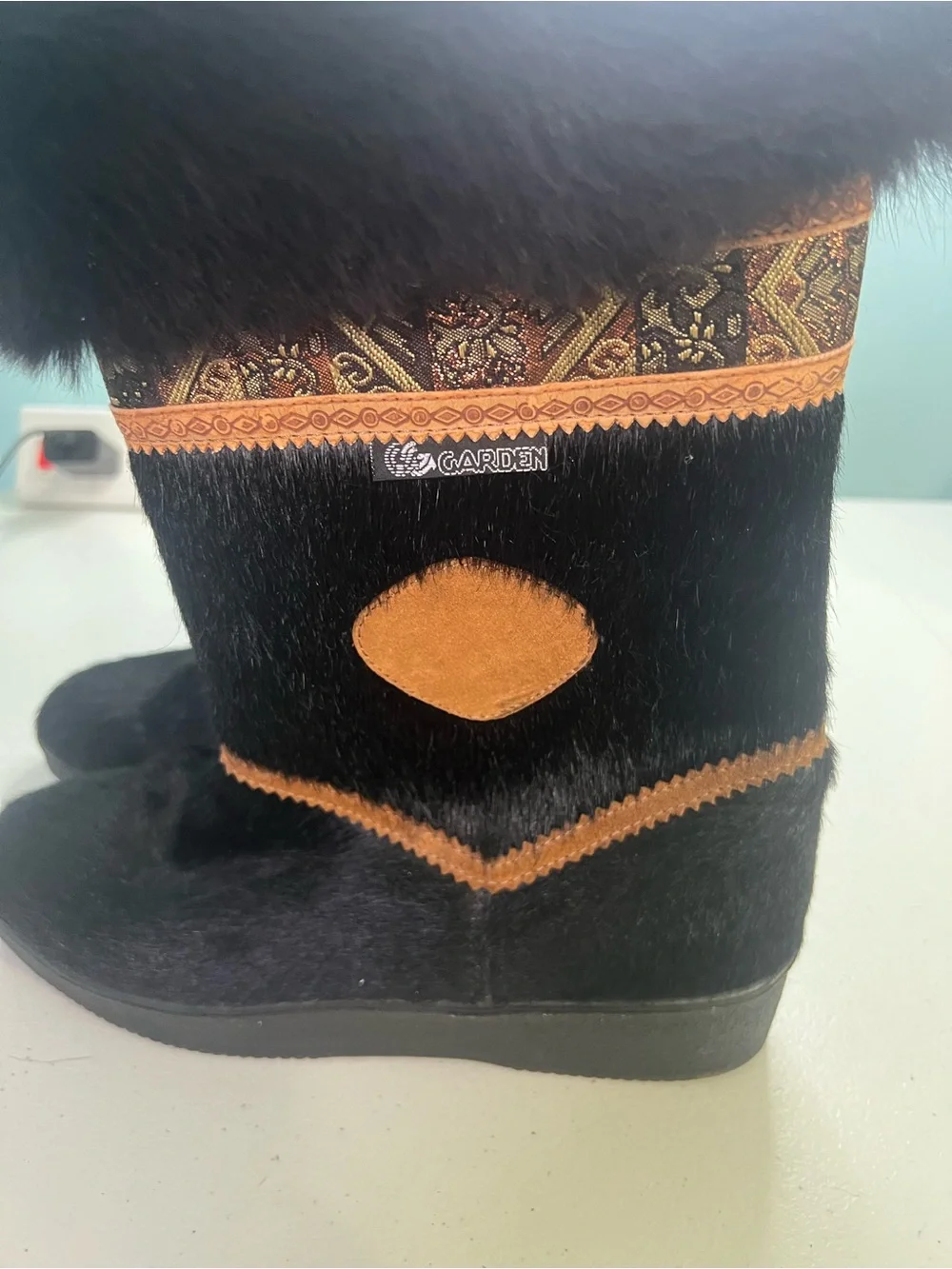 Garden Sport Italy Blk Faux Fur Trim & Pony Hair Winter/Snow boots Boots Size 39